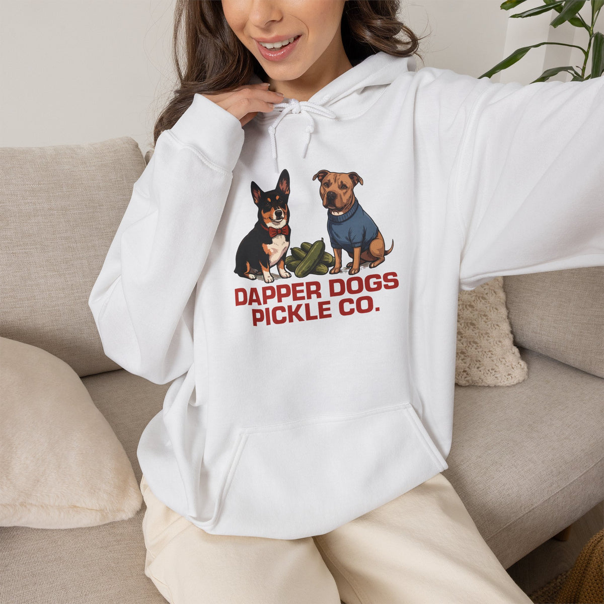 Dapper Dogs Pickle Co. Hoodie — Cute Dog Graphic Pullover for Pet Lovers